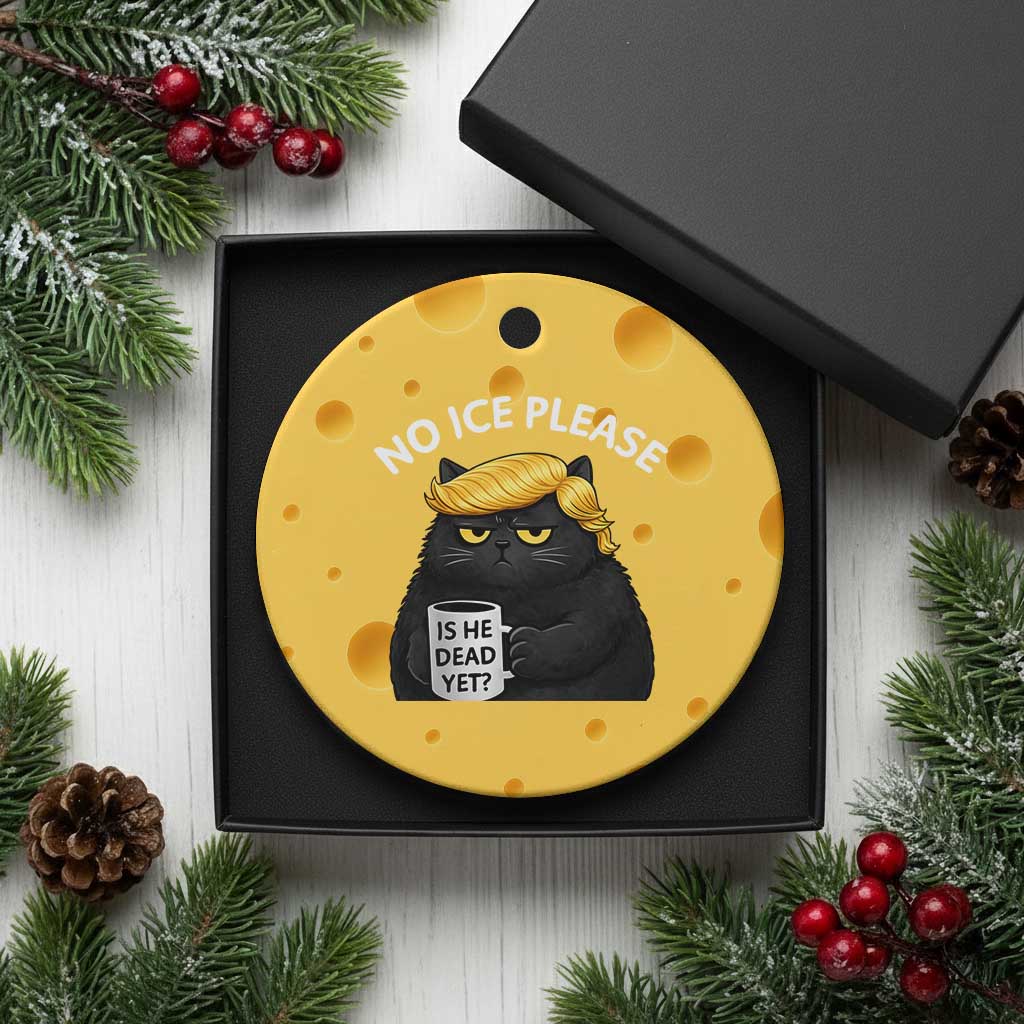 No ICE Protest Ceramic Ornament Is He Dead Yet Black Cat Meme TS10 1pc Yellow Cheese Print Your Wear