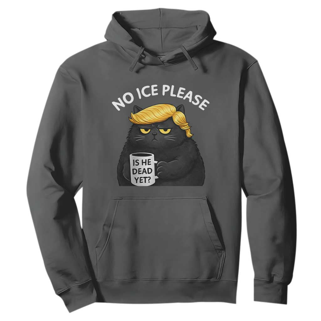 No ICE Protest Hoodie Is He Dead Yet Black Cat Meme TS10 Dark Heather Print Your Wear