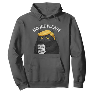 No ICE Protest Hoodie Is He Dead Yet Black Cat Meme TS10 Dark Heather Print Your Wear