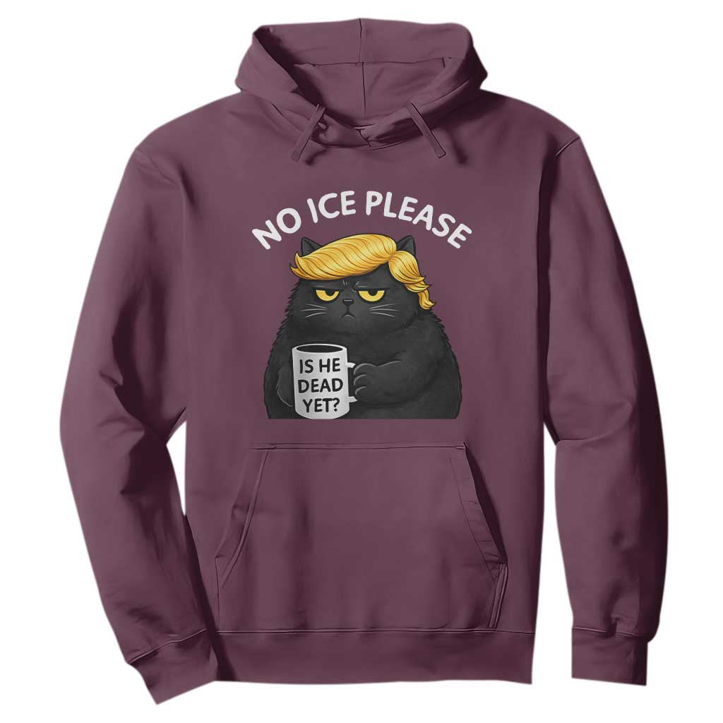 No ICE Protest Hoodie Is He Dead Yet Black Cat Meme TS10 Maroon Print Your Wear