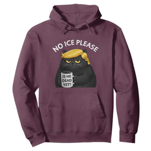 No ICE Protest Hoodie Is He Dead Yet Black Cat Meme TS10 Maroon Print Your Wear