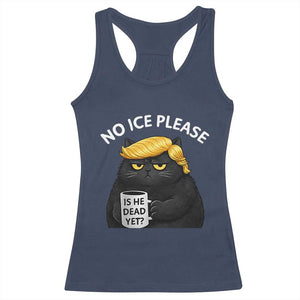 No ICE Protest Racerback Tank Top Is He Dead Yet Black Cat Meme TS10 Navy Print Your Wear