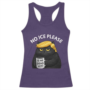 No ICE Protest Racerback Tank Top Is He Dead Yet Black Cat Meme TS10 Purple Print Your Wear