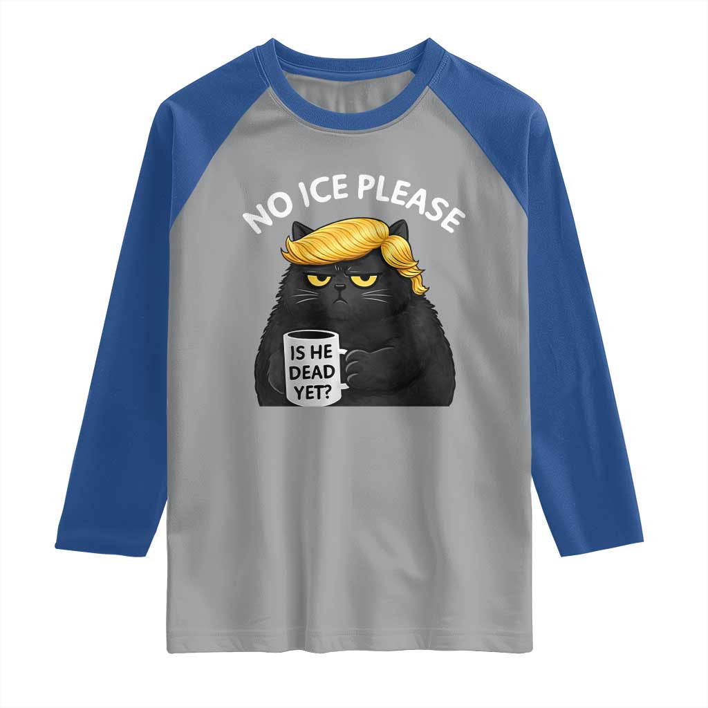 No ICE Protest Raglan Shirt Is He Dead Yet Black Cat Meme TS10 Sport Gray Royal Print Your Wear