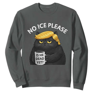 No ICE Protest Sweatshirt Is He Dead Yet Black Cat Meme TS10 Dark Heather Print Your Wear