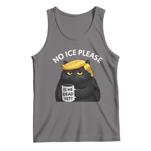 No ICE Protest Tank Top Is He Dead Yet Black Cat Meme TS10 Deep Heather Print Your Wear