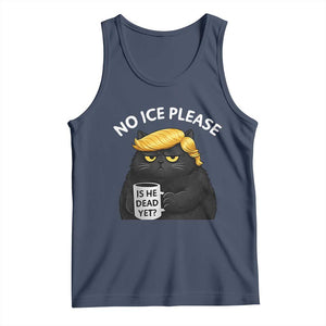 No ICE Protest Tank Top Is He Dead Yet Black Cat Meme TS10 Navy Print Your Wear