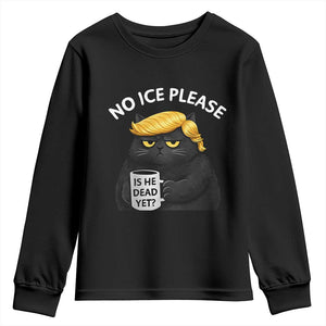 No ICE Protest Youth Sweatshirt Is He Dead Yet Black Cat Meme TS10 Black Print Your Wear