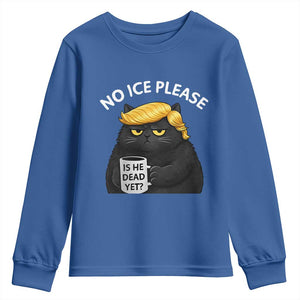 No ICE Protest Youth Sweatshirt Is He Dead Yet Black Cat Meme TS10 Royal Blue Print Your Wear