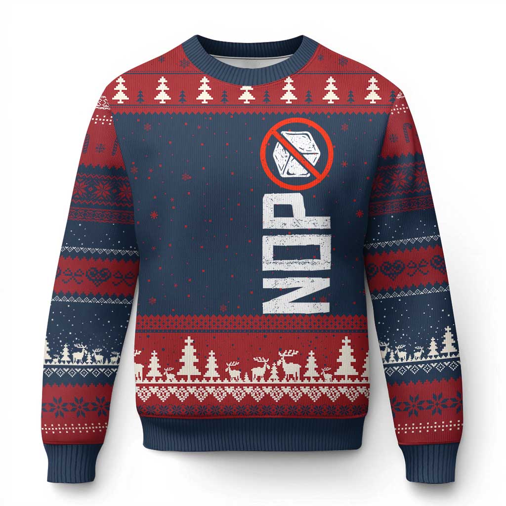 No ICE Protest Ugly Christmas Sweater Nope Sign Vertical TS10 Navy Red Print Your Wear