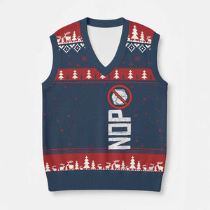 No ICE Protest V-Neck Knit Sweater Vest Nope Sign Vertical TS10 Navy Red Print Your Wear