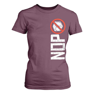 No ICE Protest T Shirt For Women Nope Sign Vertical TS10 Maroon Print Your Wear