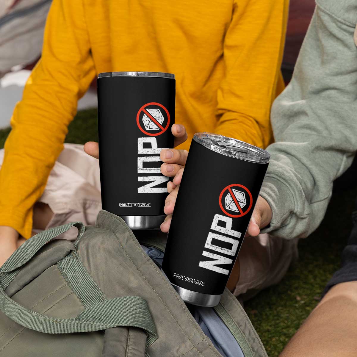 No ICE Protest Tumbler Cup Nope Sign Vertical TS10 Print Your Wear