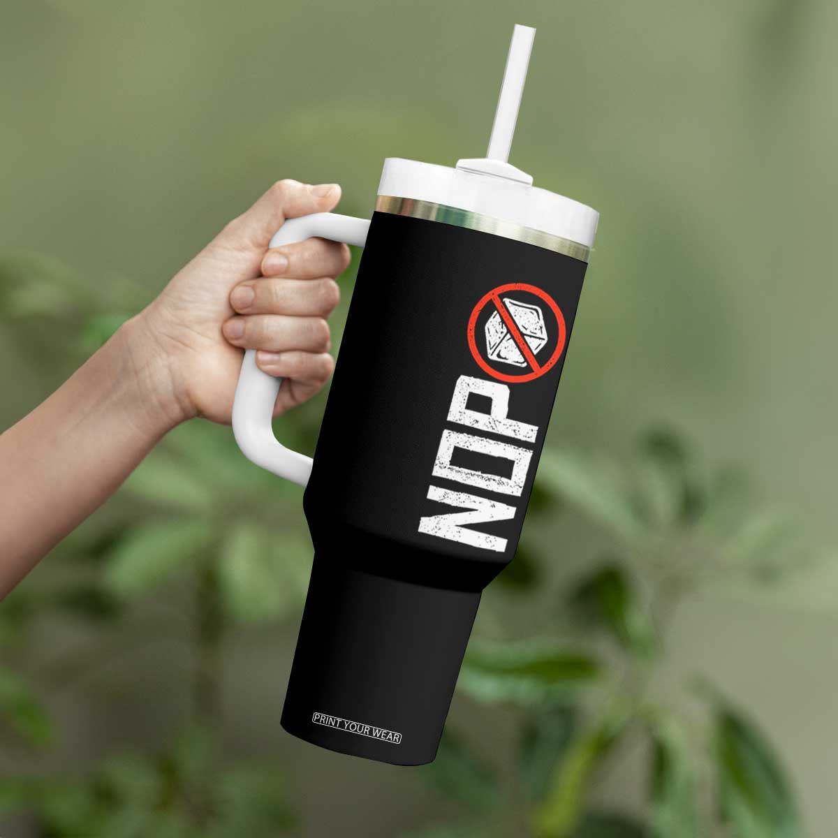 No ICE Protest Tumbler With Handle Nope Sign Vertical TS10 Print Your Wear