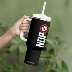 No ICE Protest Tumbler With Handle Nope Sign Vertical TS10 Print Your Wear