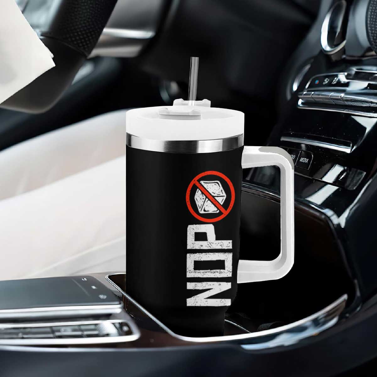 No ICE Protest Tumbler With Handle Nope Sign Vertical TS10 Print Your Wear