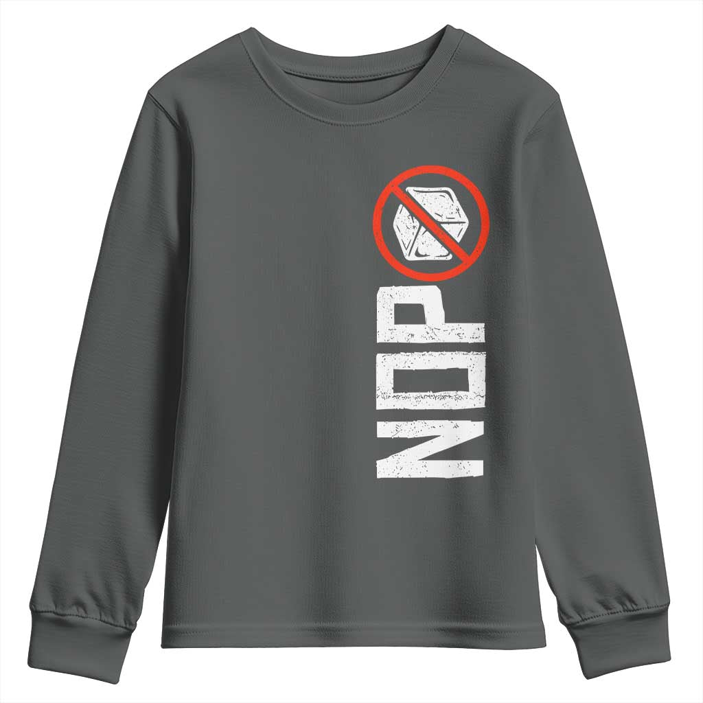 No ICE Protest Youth Sweatshirt Nope Sign Vertical TS10 Dark Heather Print Your Wear