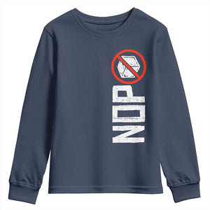 No ICE Protest Youth Sweatshirt Nope Sign Vertical TS10 Navy Print Your Wear