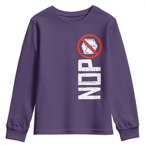 No ICE Protest Youth Sweatshirt Nope Sign Vertical TS10 Purple Print Your Wear
