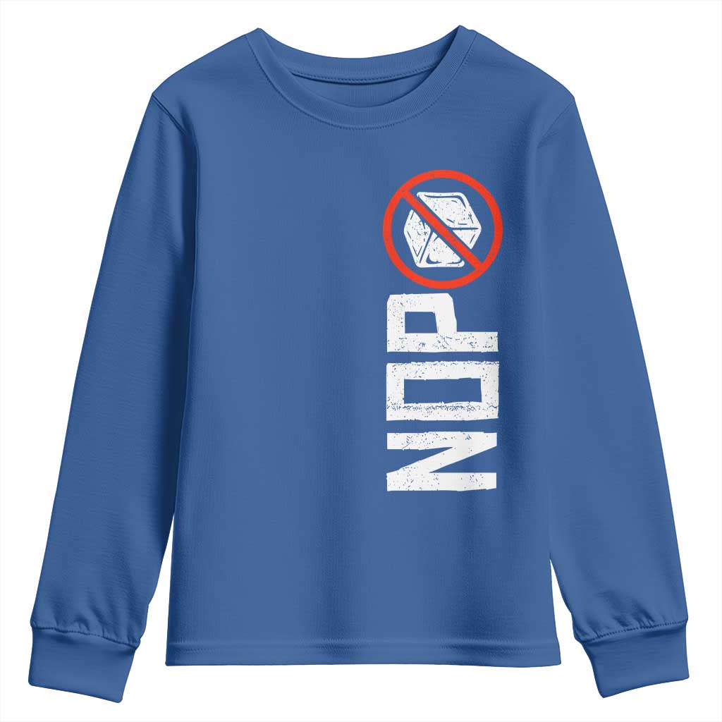 No ICE Protest Youth Sweatshirt Nope Sign Vertical TS10 Royal Blue Print Your Wear