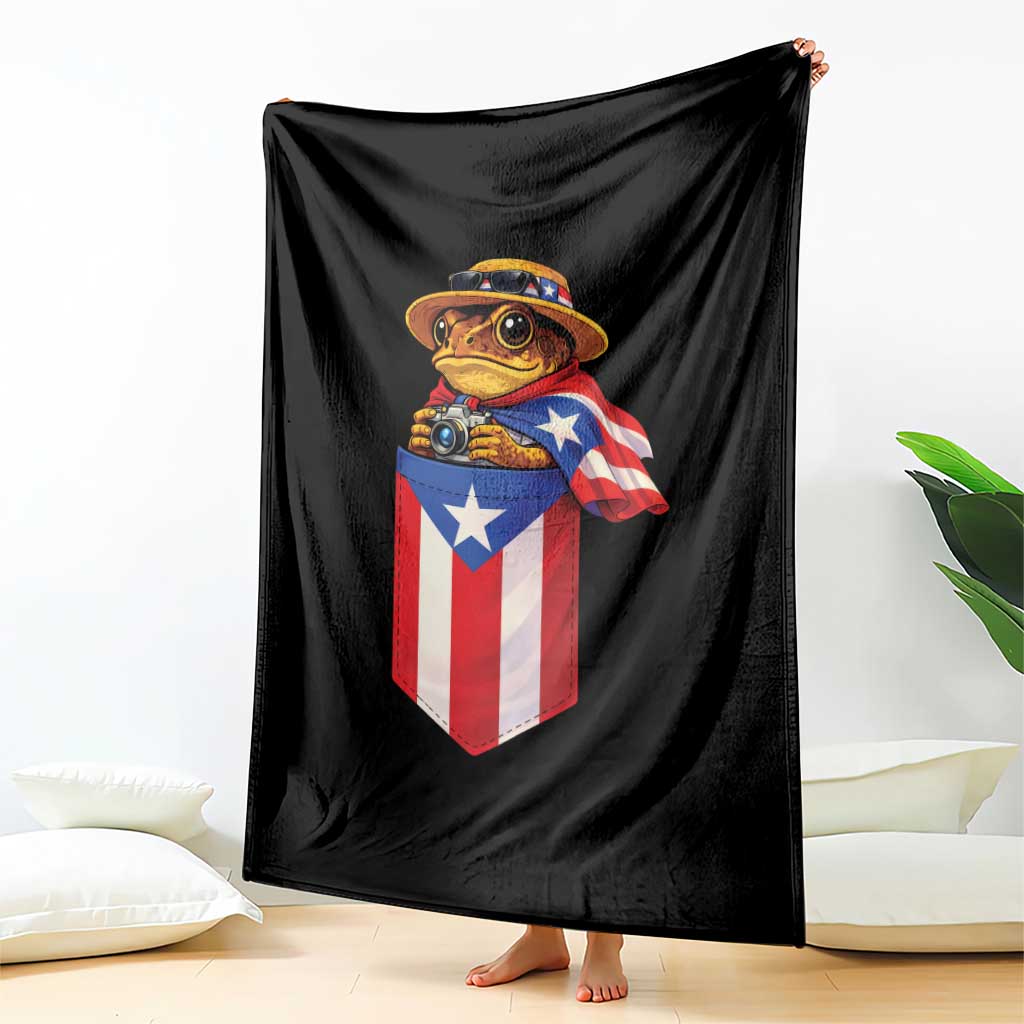 Funny Coqui Frog Puerto Rico Flag Throw Blanket Puerto Rican Taino Buricua Borinquen TS10 Print Your Wear