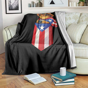 Funny Coqui Frog Puerto Rico Flag Throw Blanket Puerto Rican Taino Buricua Borinquen TS10 Print Your Wear