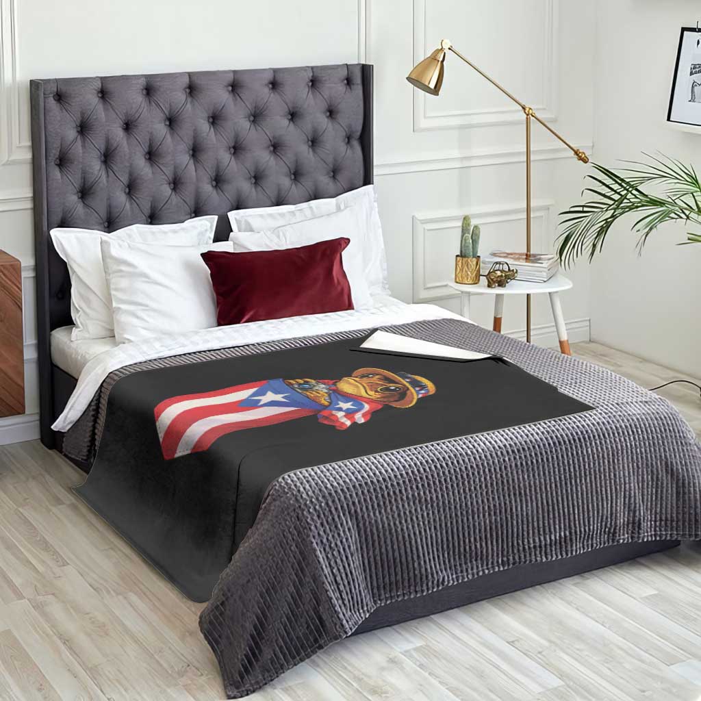 Funny Coqui Frog Puerto Rico Flag Throw Blanket Puerto Rican Taino Buricua Borinquen TS10 Print Your Wear