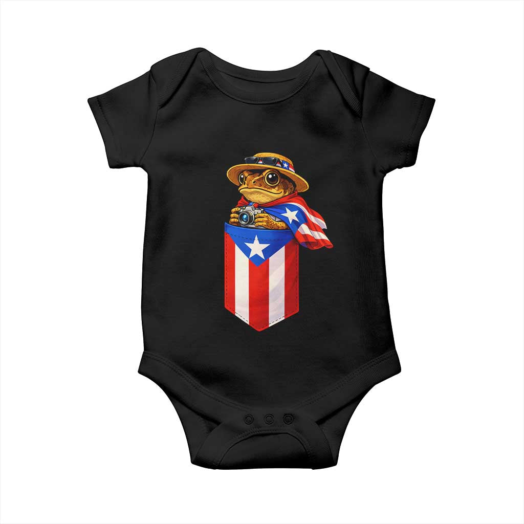Funny Coqui Frog Puerto Rico Flag Baby Onesie Puerto Rican Taino Buricua Borinquen TS10 Black Print Your Wear