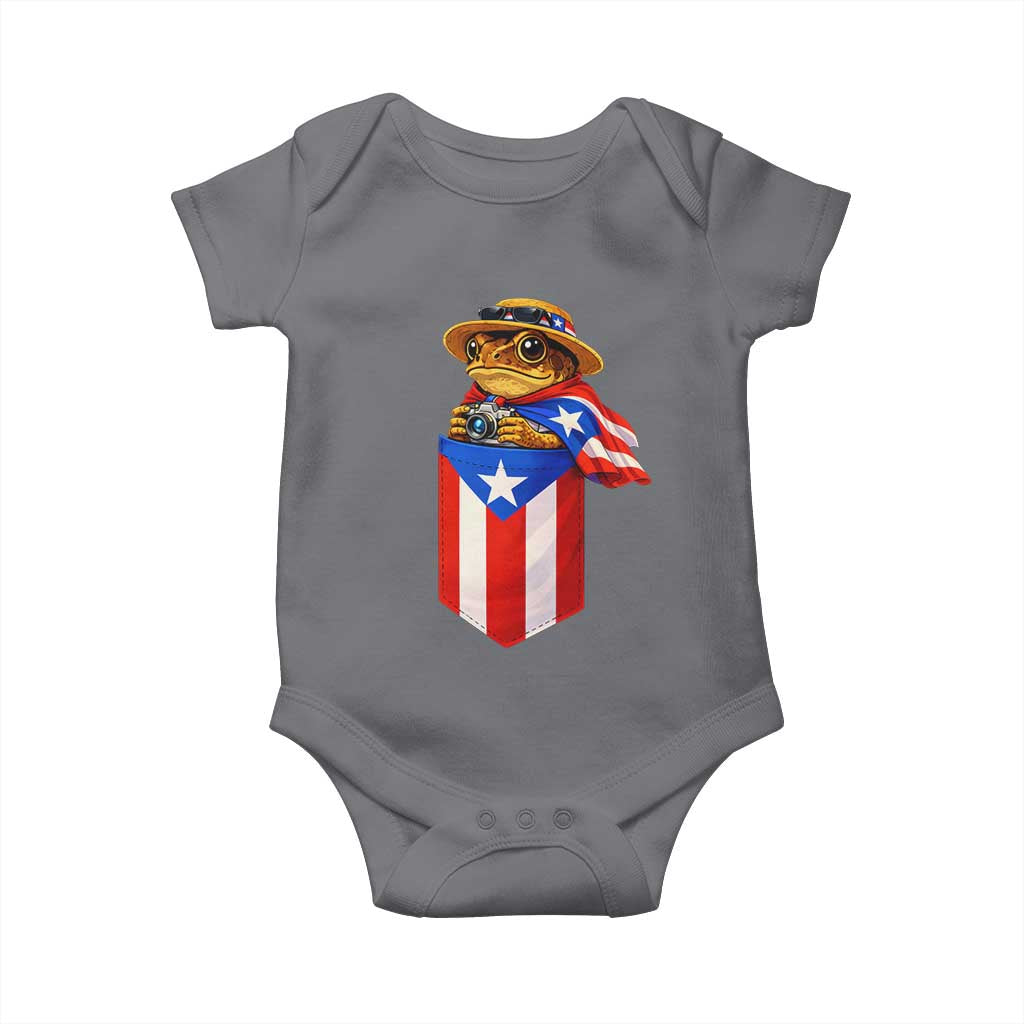 Funny Coqui Frog Puerto Rico Flag Baby Onesie Puerto Rican Taino Buricua Borinquen TS10 Charcoal Print Your Wear