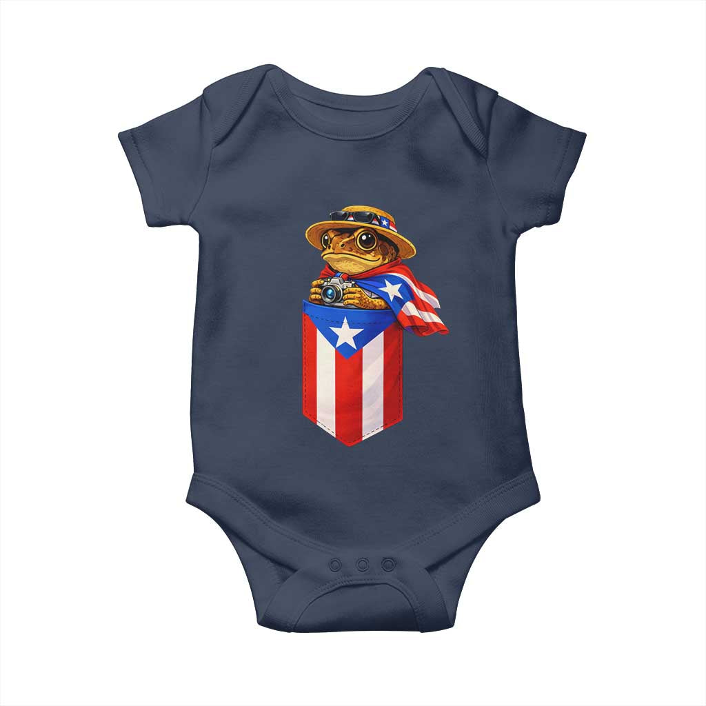Funny Coqui Frog Puerto Rico Flag Baby Onesie Puerto Rican Taino Buricua Borinquen TS10 Navy Print Your Wear