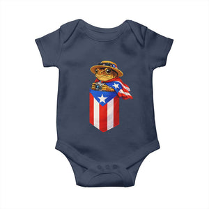 Funny Coqui Frog Puerto Rico Flag Baby Onesie Puerto Rican Taino Buricua Borinquen TS10 Navy Print Your Wear
