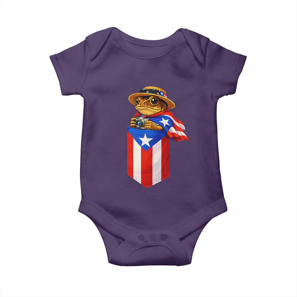Funny Coqui Frog Puerto Rico Flag Baby Onesie Puerto Rican Taino Buricua Borinquen TS10 Purple Print Your Wear