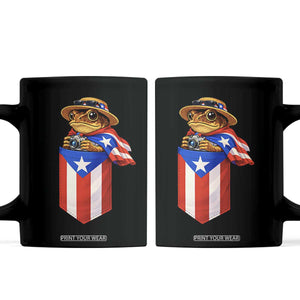 Funny Coqui Frog Puerto Rico Flag Coffee Mug Puerto Rican Taino Buricua Borinquen TS10 Black Print Your Wear