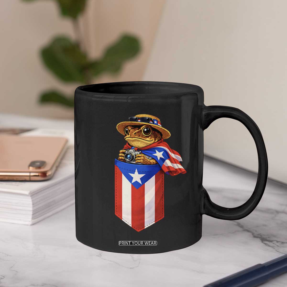 Funny Coqui Frog Puerto Rico Flag Coffee Mug Puerto Rican Taino Buricua Borinquen TS10 Print Your Wear