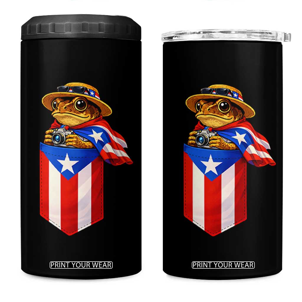 Funny Coqui Frog Puerto Rico Flag 4 in 1 Can Cooler Tumbler Puerto Rican Taino Buricua Borinquen TS10 One Size: 16 oz Black Print Your Wear