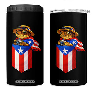 Funny Coqui Frog Puerto Rico Flag 4 in 1 Can Cooler Tumbler Puerto Rican Taino Buricua Borinquen TS10 One Size: 16 oz Black Print Your Wear