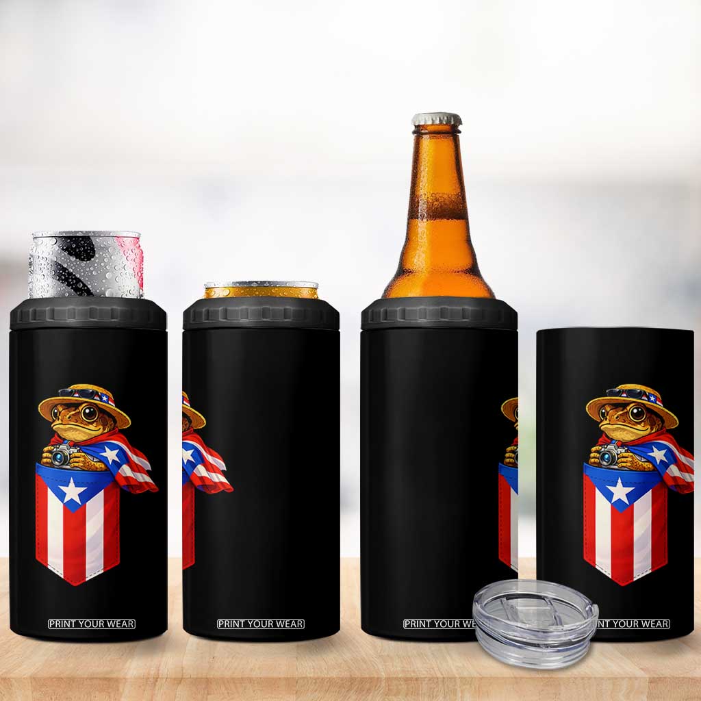 Funny Coqui Frog Puerto Rico Flag 4 in 1 Can Cooler Tumbler Puerto Rican Taino Buricua Borinquen TS10 Print Your Wear