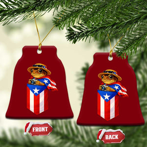Funny Coqui Frog Puerto Rico Flag Ceramic Ornament Puerto Rican Taino Buricua Borinquen TS10 Print Your Wear