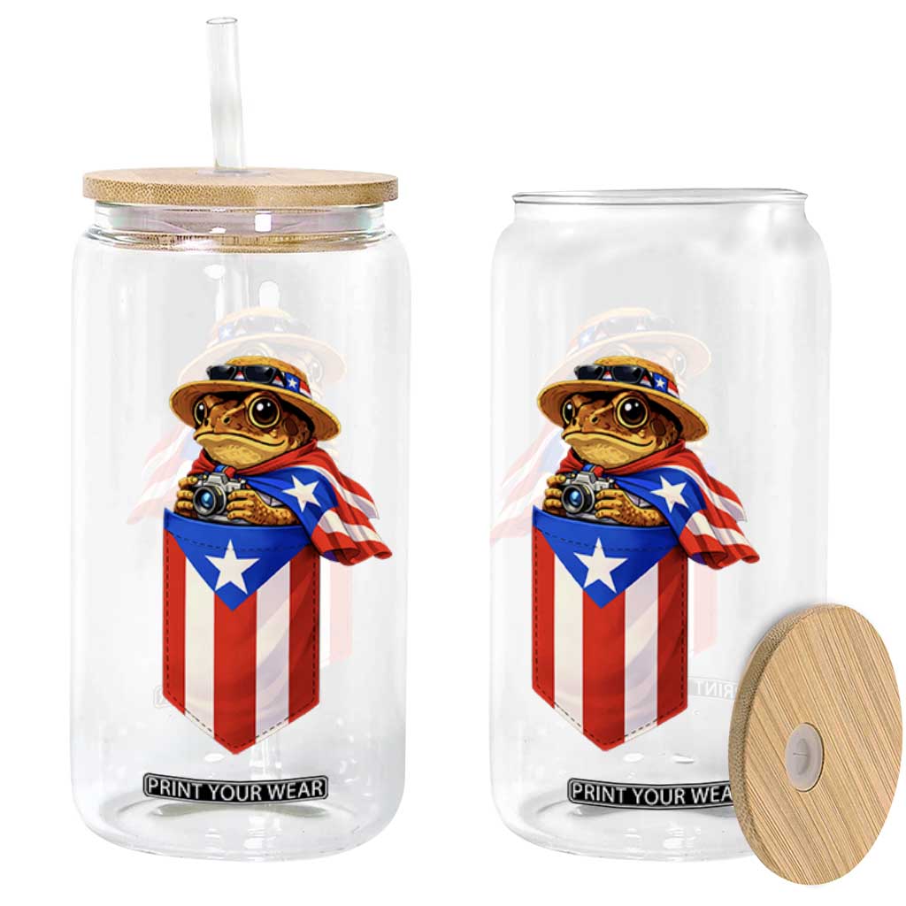 Funny Coqui Frog Puerto Rico Flag Glass Can Puerto Rican Taino Buricua Borinquen TS10 Print Your Wear