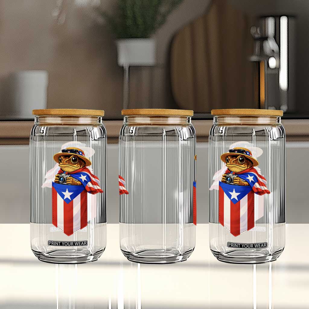 Funny Coqui Frog Puerto Rico Flag Glass Can Puerto Rican Taino Buricua Borinquen TS10 Print Your Wear