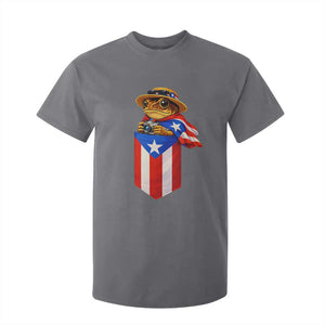 Funny Coqui Frog Puerto Rico Flag T Shirt For Kid Puerto Rican Taino Buricua Borinquen TS10 Charcoal Print Your Wear