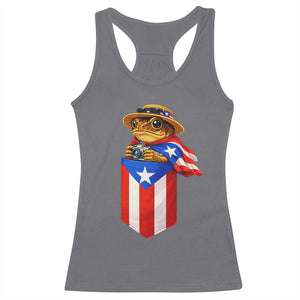 Funny Coqui Frog Puerto Rico Flag Racerback Tank Top Puerto Rican Taino Buricua Borinquen TS10 Charcoal Print Your Wear