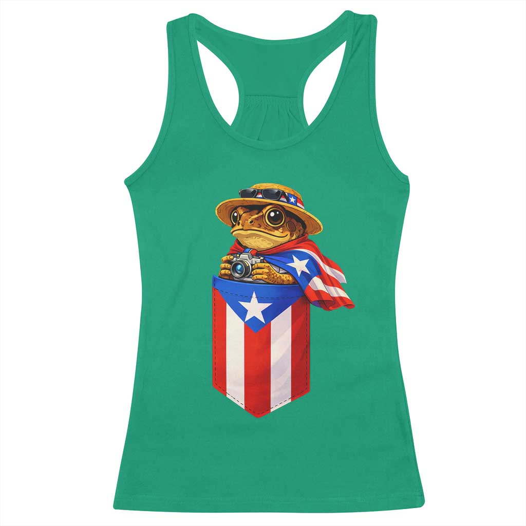 Funny Coqui Frog Puerto Rico Flag Racerback Tank Top Puerto Rican Taino Buricua Borinquen TS10 Irish Green Print Your Wear