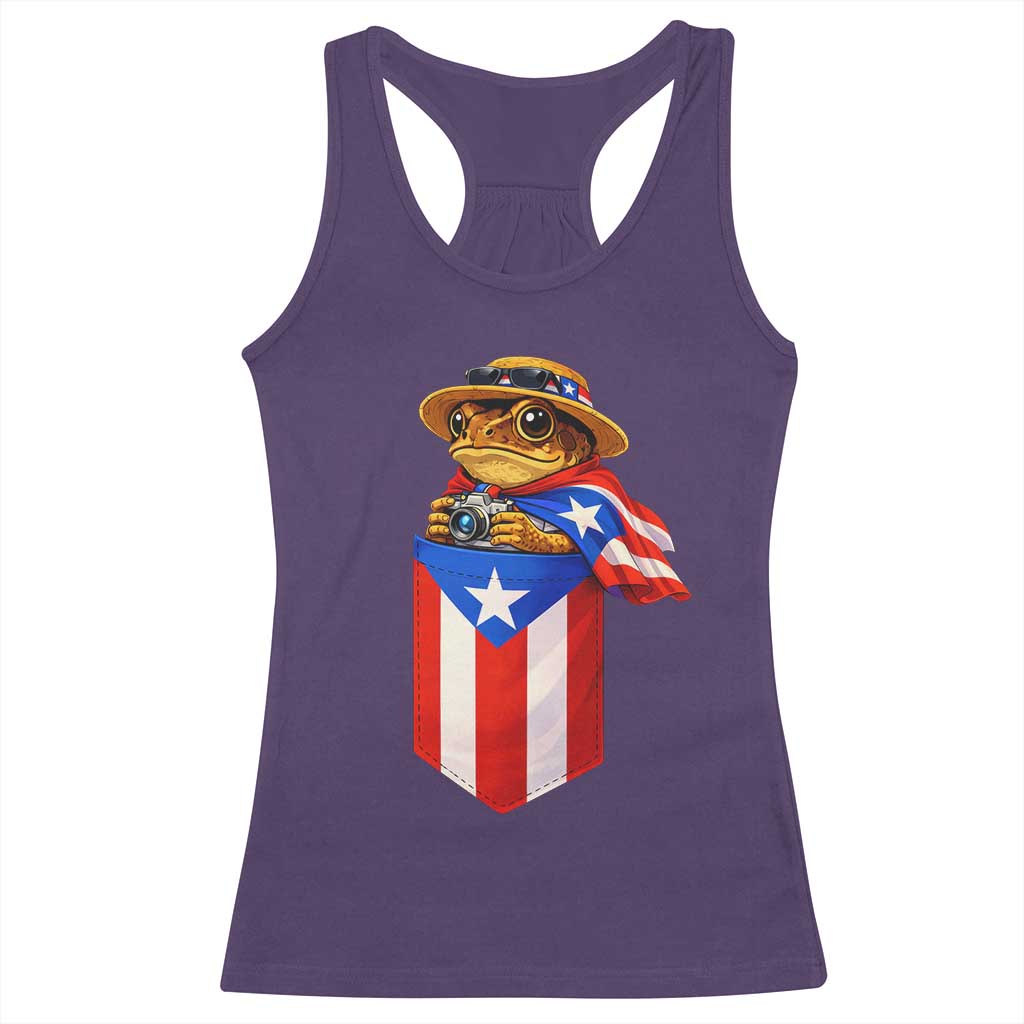 Funny Coqui Frog Puerto Rico Flag Racerback Tank Top Puerto Rican Taino Buricua Borinquen TS10 Purple Print Your Wear