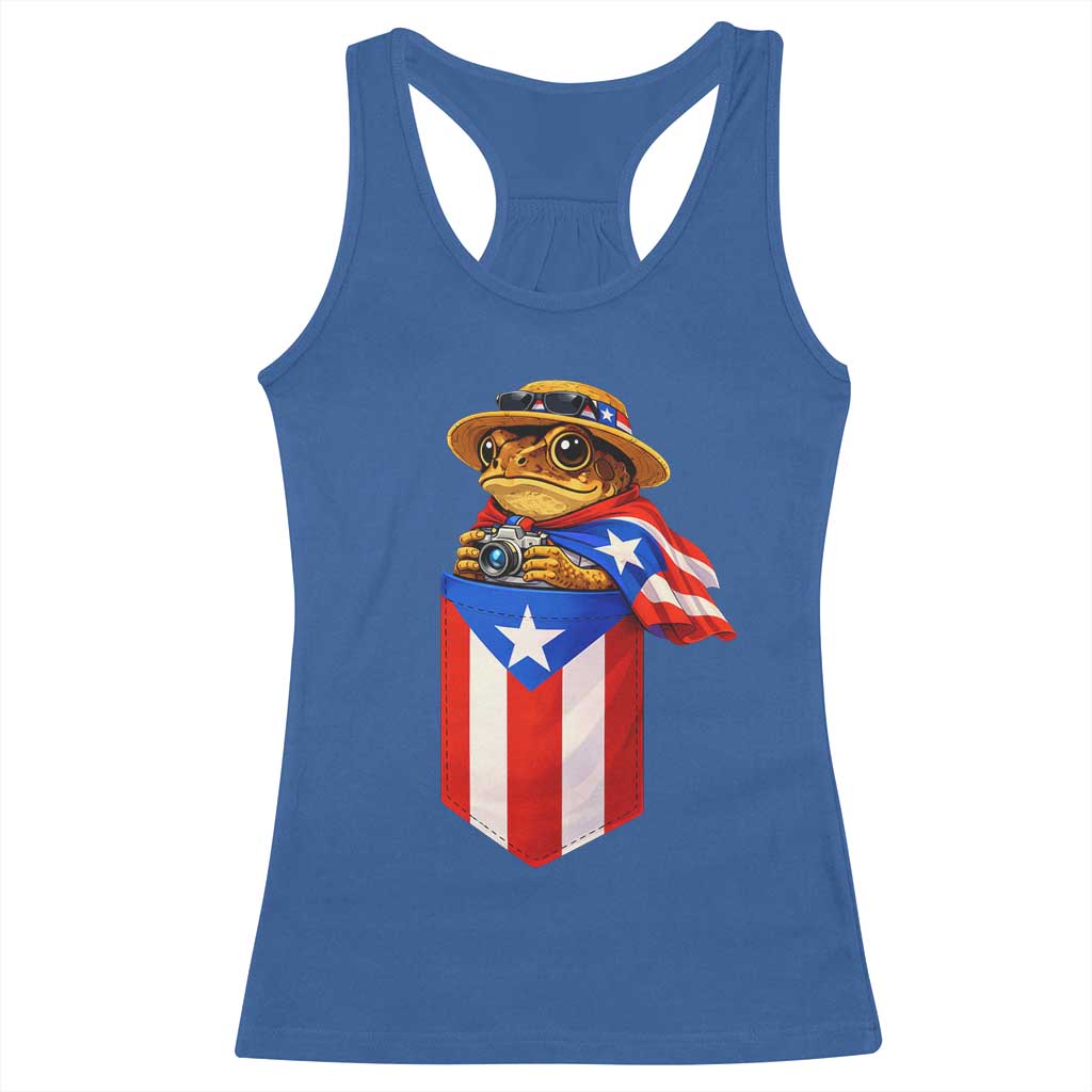 Funny Coqui Frog Puerto Rico Flag Racerback Tank Top Puerto Rican Taino Buricua Borinquen TS10 Royal Blue Print Your Wear