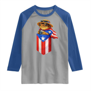 Funny Coqui Frog Puerto Rico Flag Raglan Shirt Puerto Rican Taino Buricua Borinquen TS10 Sport Gray Royal Print Your Wear