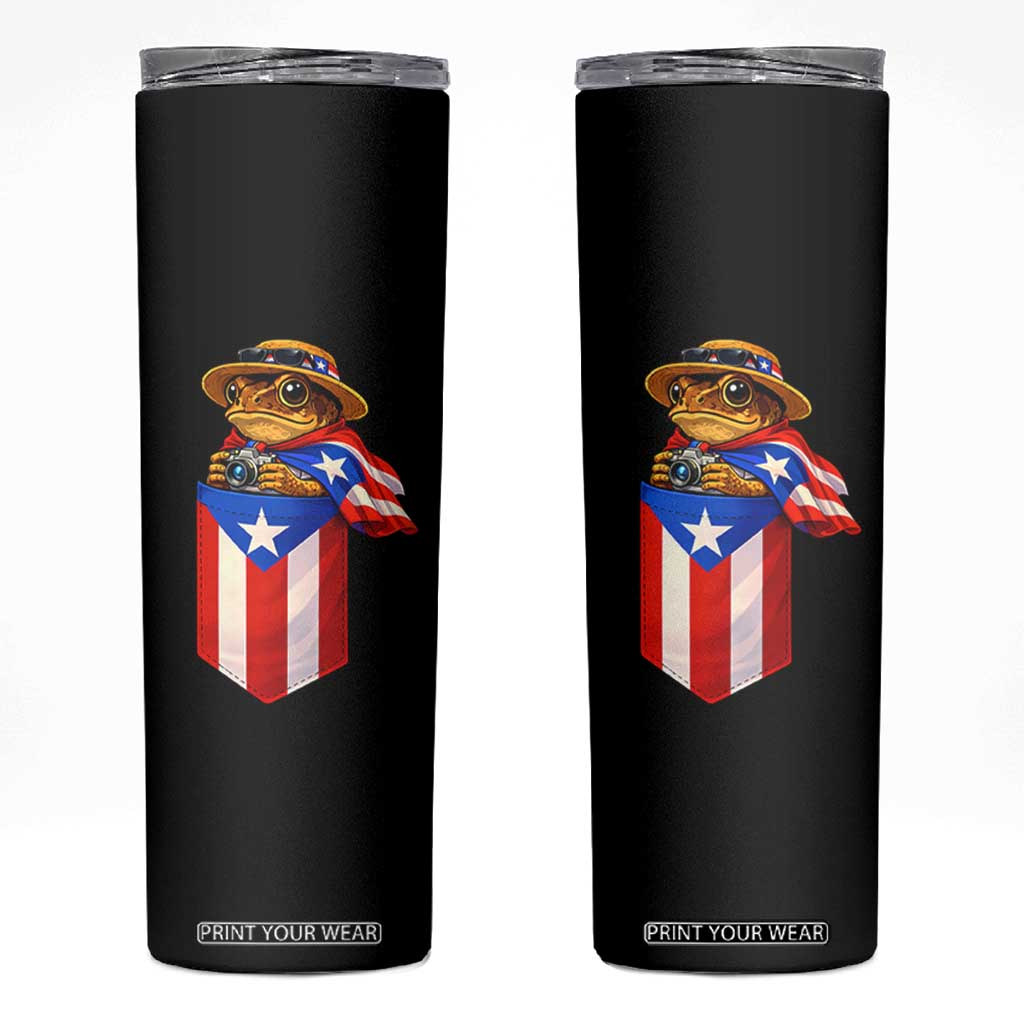 Funny Coqui Frog Puerto Rico Flag Skinny Tumbler Puerto Rican Taino Buricua Borinquen TS10 Black Print Your Wear