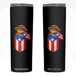Funny Coqui Frog Puerto Rico Flag Skinny Tumbler Puerto Rican Taino Buricua Borinquen TS10 Black Print Your Wear