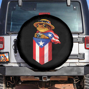 Funny Coqui Frog Puerto Rico Flag Spare Tire Cover Puerto Rican Taino Buricua Borinquen TS10 No hole Black Print Your Wear