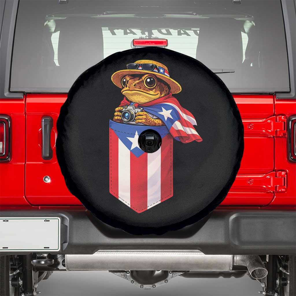 Funny Coqui Frog Puerto Rico Flag Spare Tire Cover Puerto Rican Taino Buricua Borinquen TS10 Black Print Your Wear